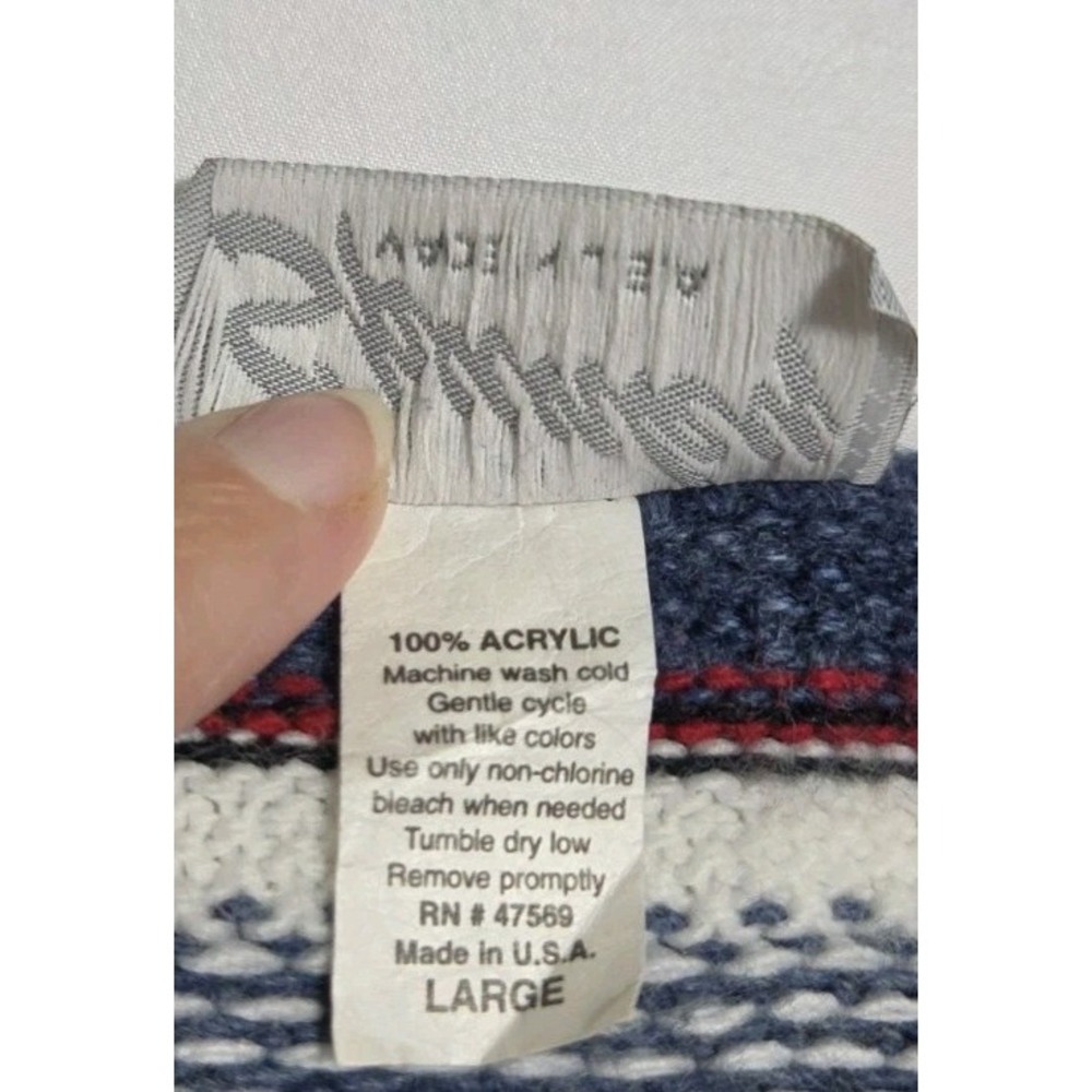Vintage 90's Spunky L Cardigan Sweater Front Zip Fair Isle Nordic Light Layer - Picture 10 of 12